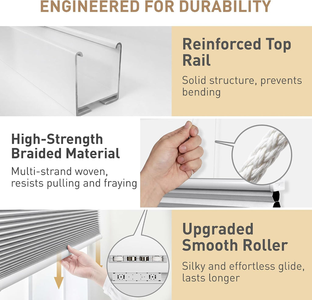No Drill Top Down Bottom Up Blackout Cellular Shades 20" W x 64" H