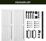 64 x 84 in (Double 32x84 Door) White Barn Door with 11FT Sliding Hardware Kit & Handle, Pre-Drilled 