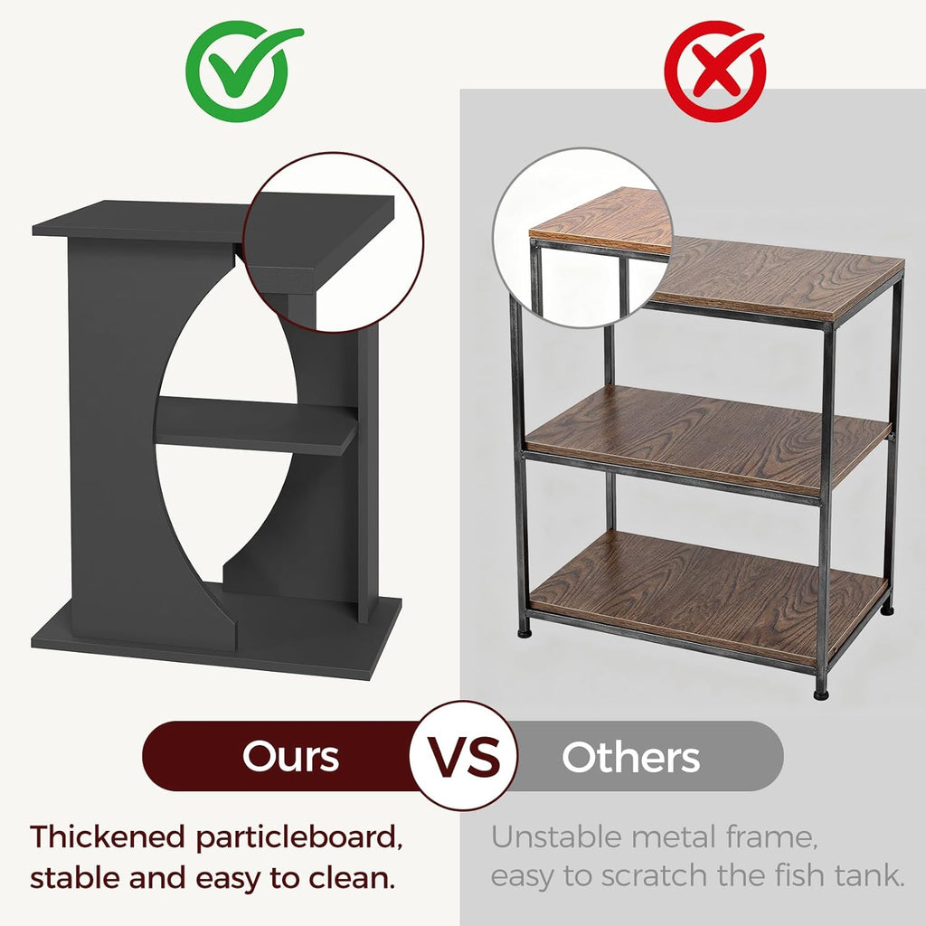 10 Gallon Fish Tank Stand, Wooden Aquarium Stand with 3-Tier Storage Shelves, Heavy Duty Turtle Reptile Terrarium