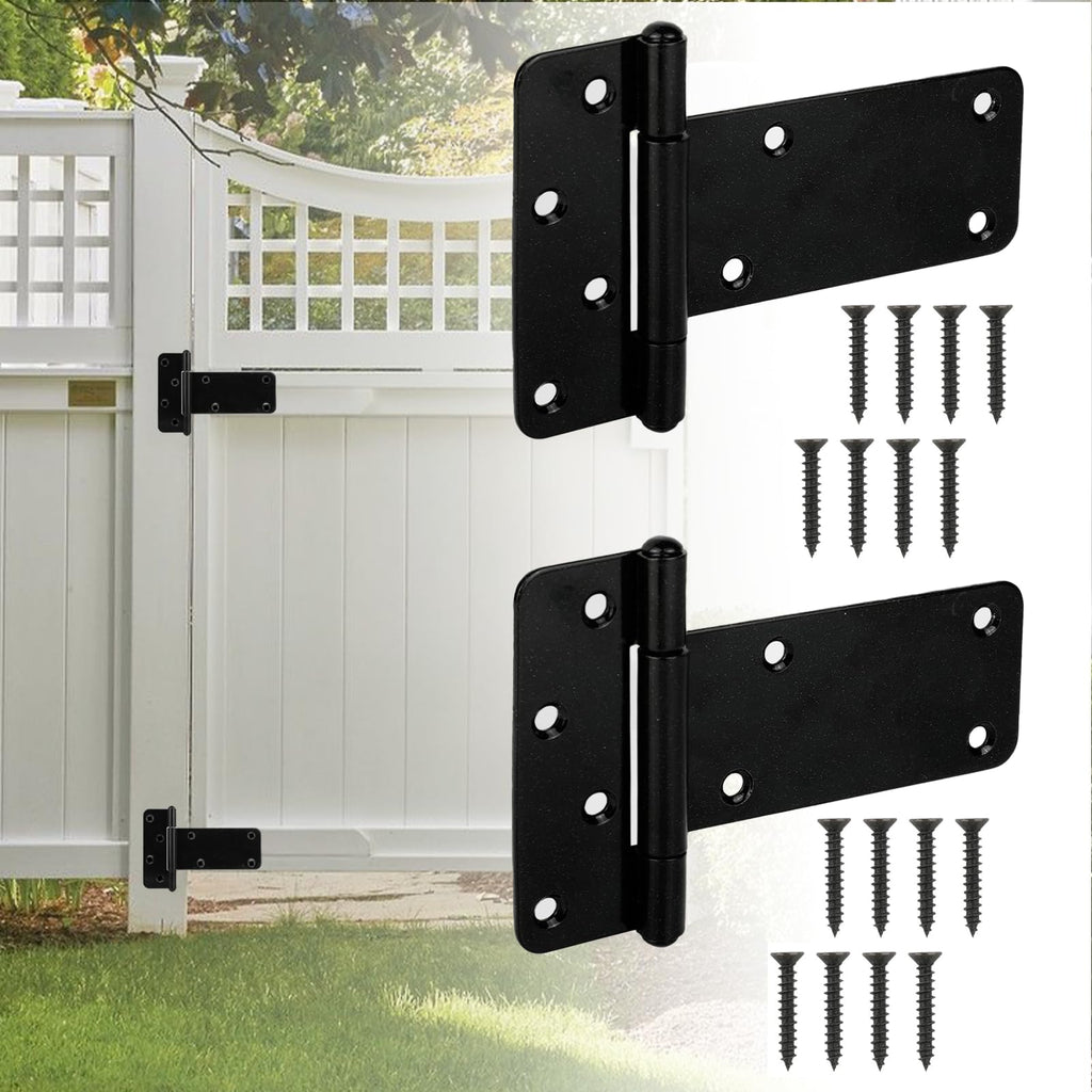 6 Pack 6" Heavy Duty Gate Hinges, 280 Lbs Capacity Black Door Hinges