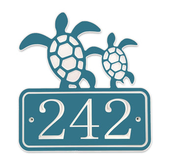 Coastal Address sign - Carved PVC with sea turtle Design, Weatherproof