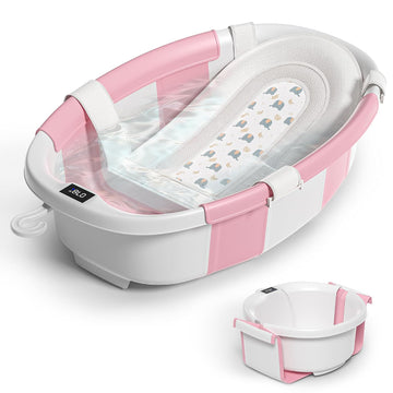 Collapsible Baby Bathtub for Newborn to Toddler 0-36 Months,Spacious Foldable Infant Bath Tub