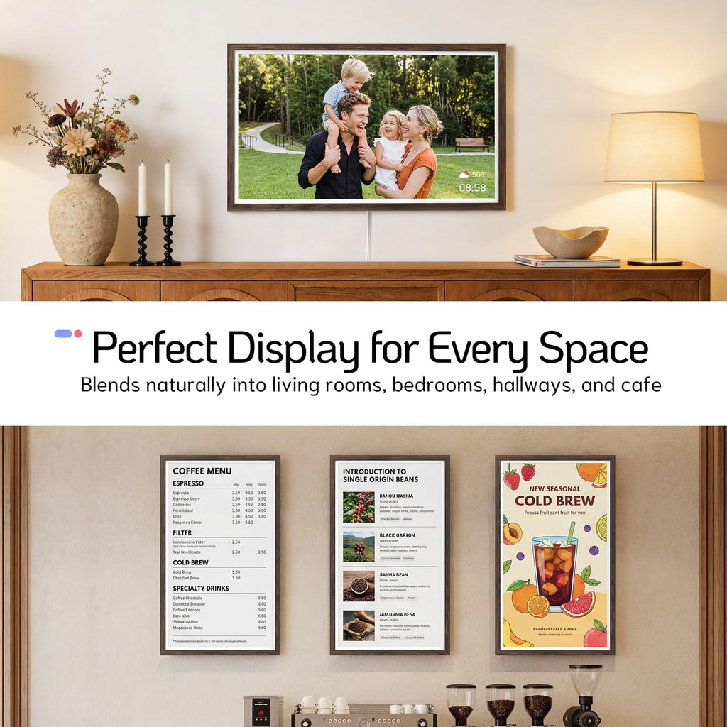 32" Digital Picture Frame, Touchscreen, Dual-Band Wi‐Fi, 64GB