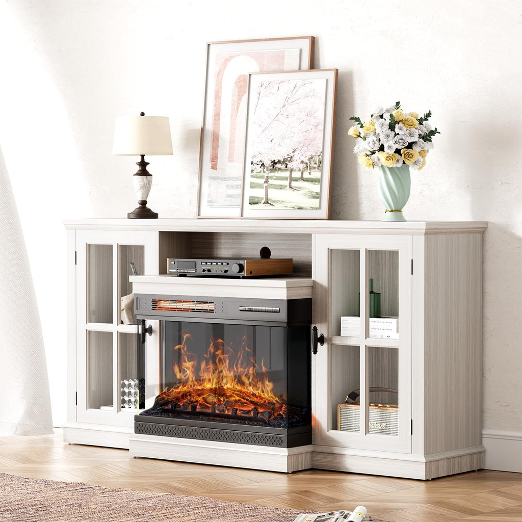 Glass for TVs up to 65", White Wash