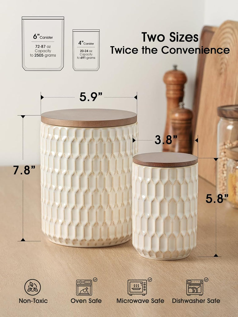 Ceramic Canister Set, Flour Sugar Storage Containers