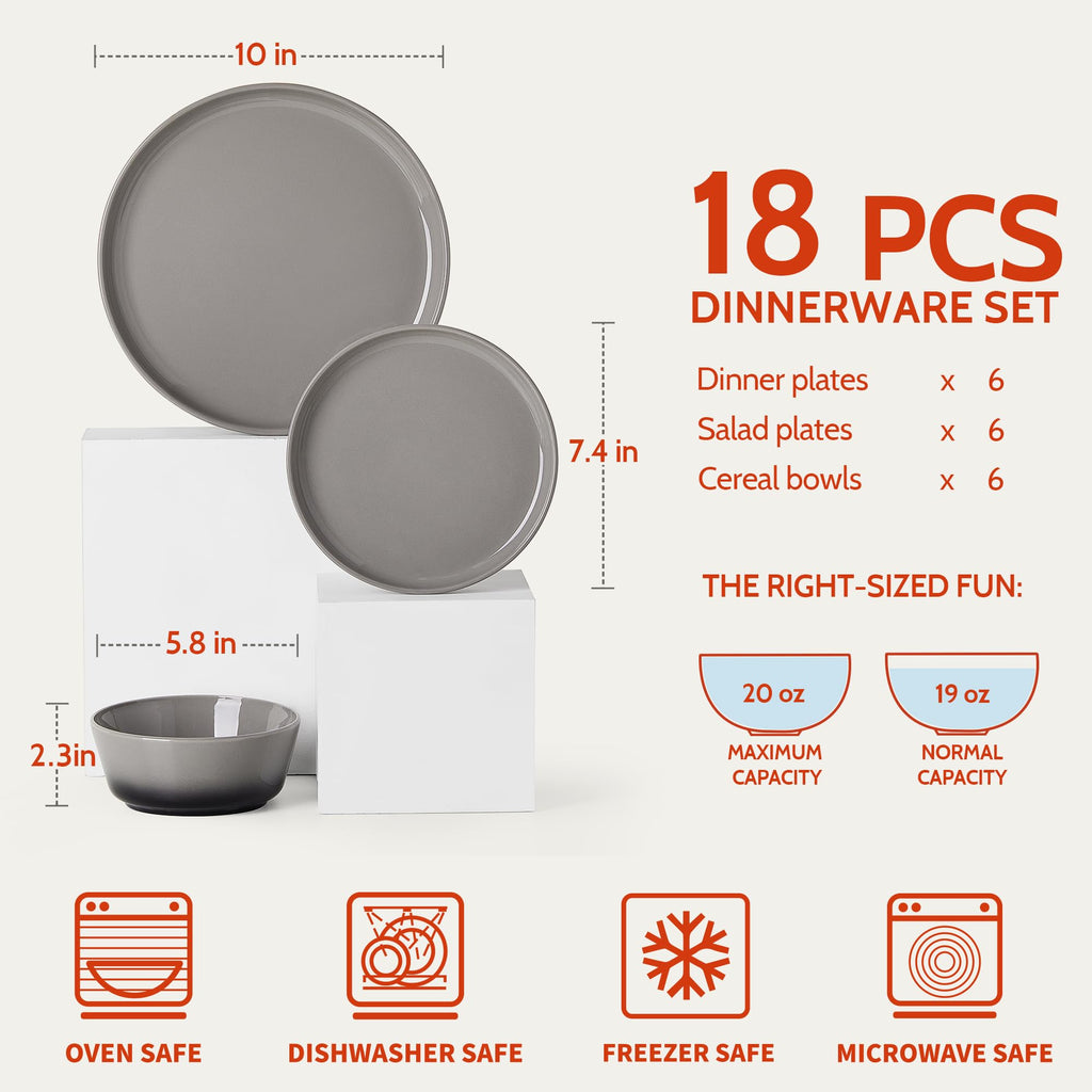 Porcelain Dinnerware Sets, Handpainted Plates and Bowls Set for 6, Scratch Resistant Dinner Set, Dishwasher and Oven