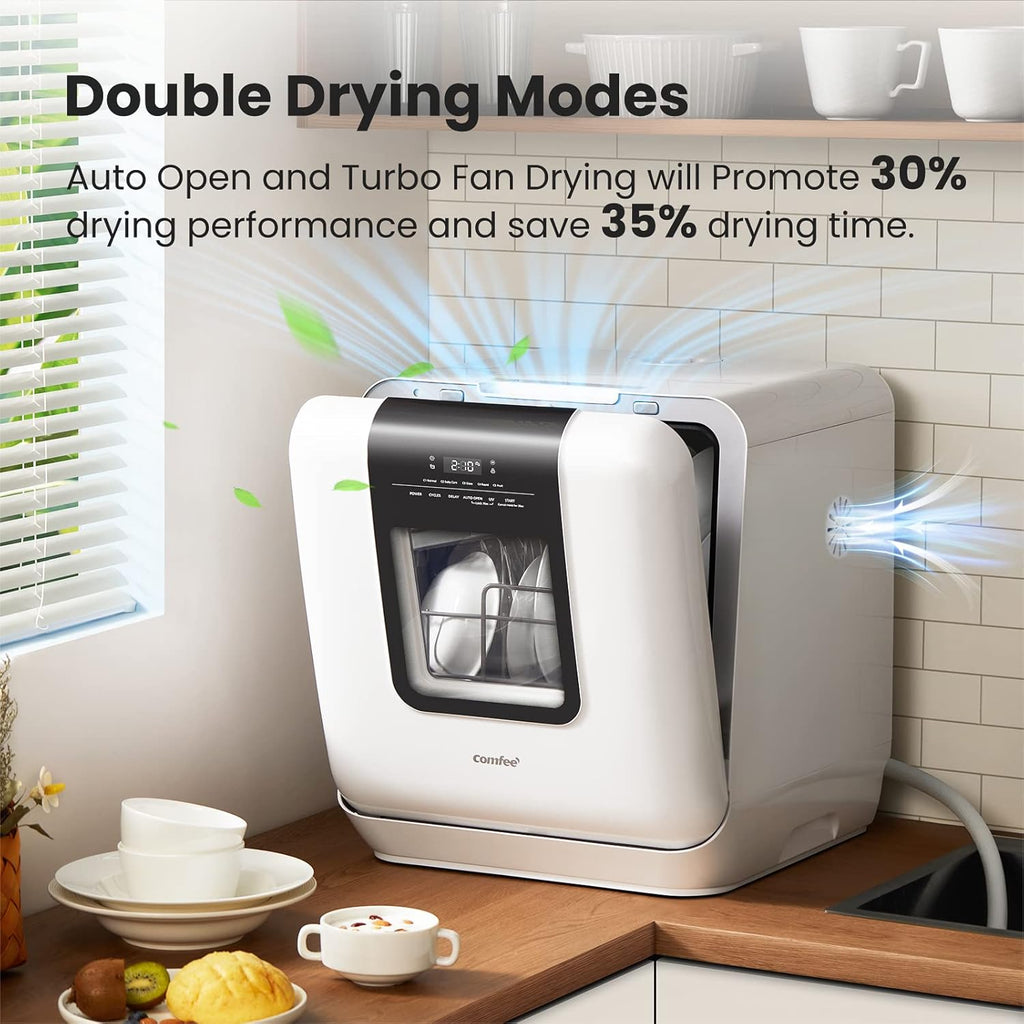Countertop Dishwasher, Portable Dishwasher with 6L Built-in Water Tank, Mini Dishwasher with More Space Inside