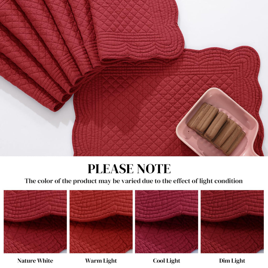 Quilted Placemats Set of 6 Washable-13x18 inches Rectangular Placemats Table-100% Cotton fabric cover and 100%