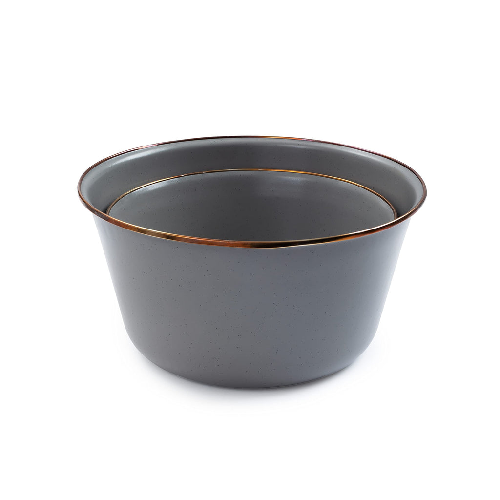 Enamel Mixing Bowl Set - Mixing Bowls, Salad Bowls, and Serving Bowls - Camping Dishes and Kitchen Essentials (Slate
