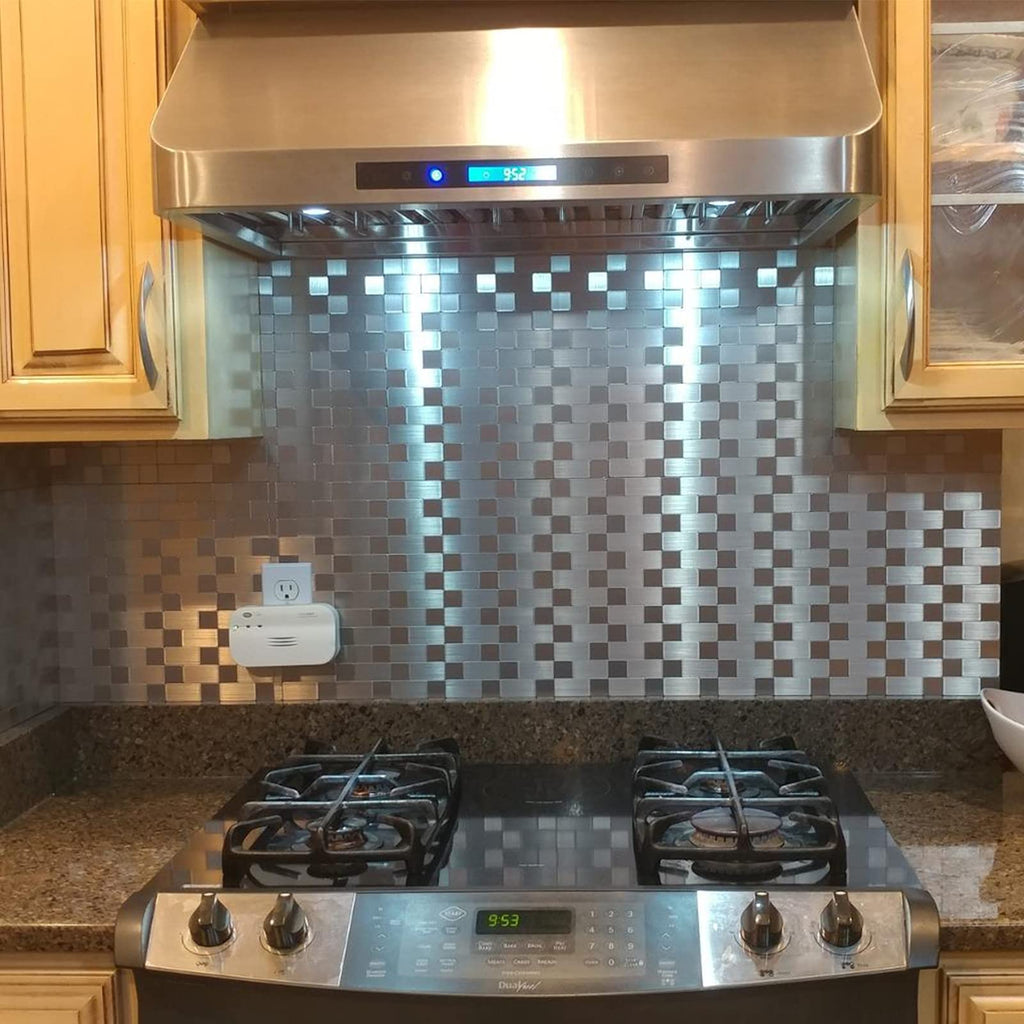 10-Pack Metal Peel and Stick Backsplash Tile, Silver Aluminium