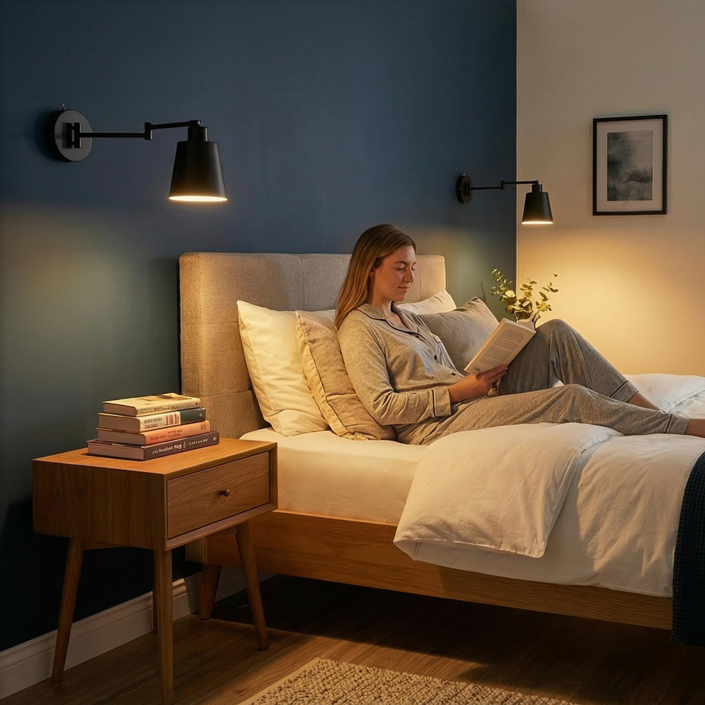 Wall Sconce Light with Adjustable Swing Arm for Bedside Reading