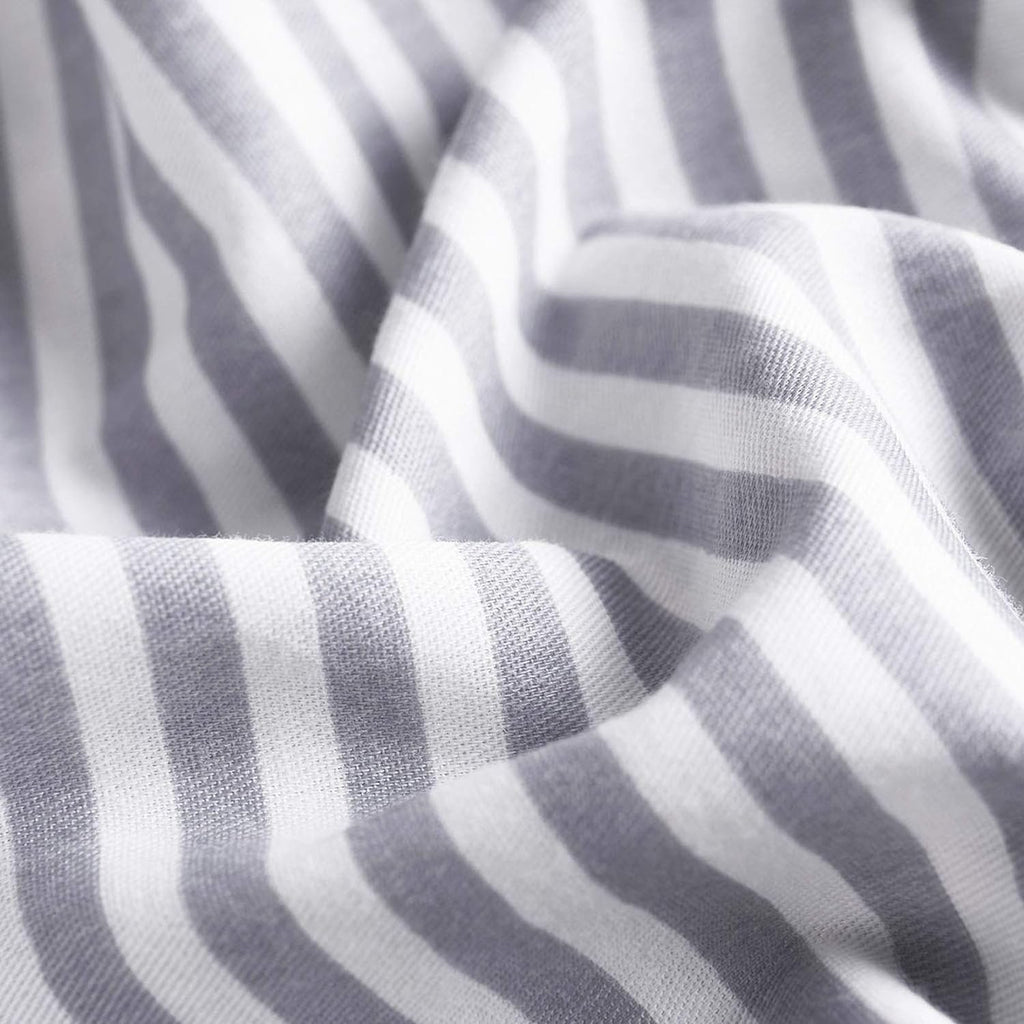 Striped Cotton Duvet Cover Set, Ticking Stripe Pinstripe Farmhouse, 100% Cotton Bedding Set, 3 Pieces, Gray White, King