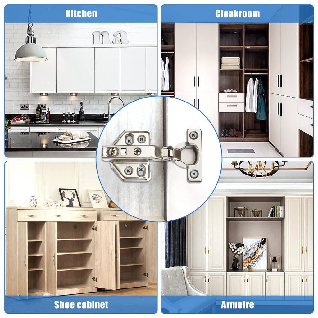 4 Pack 26mm Soft Close Cabinet Hinges, Concealed Full Overlay Hinge