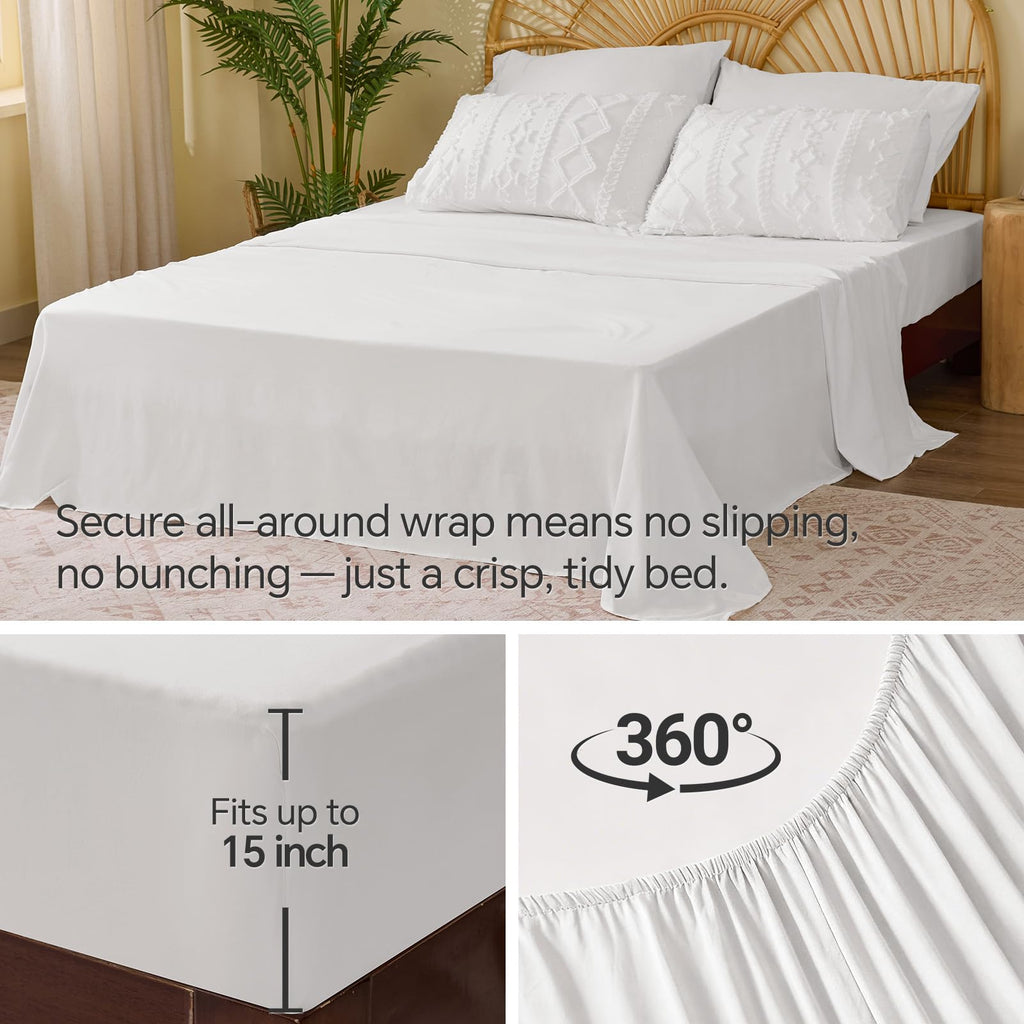 Twin XL Comforter Set 5 Pieces, Boho Bed in a Bag, White