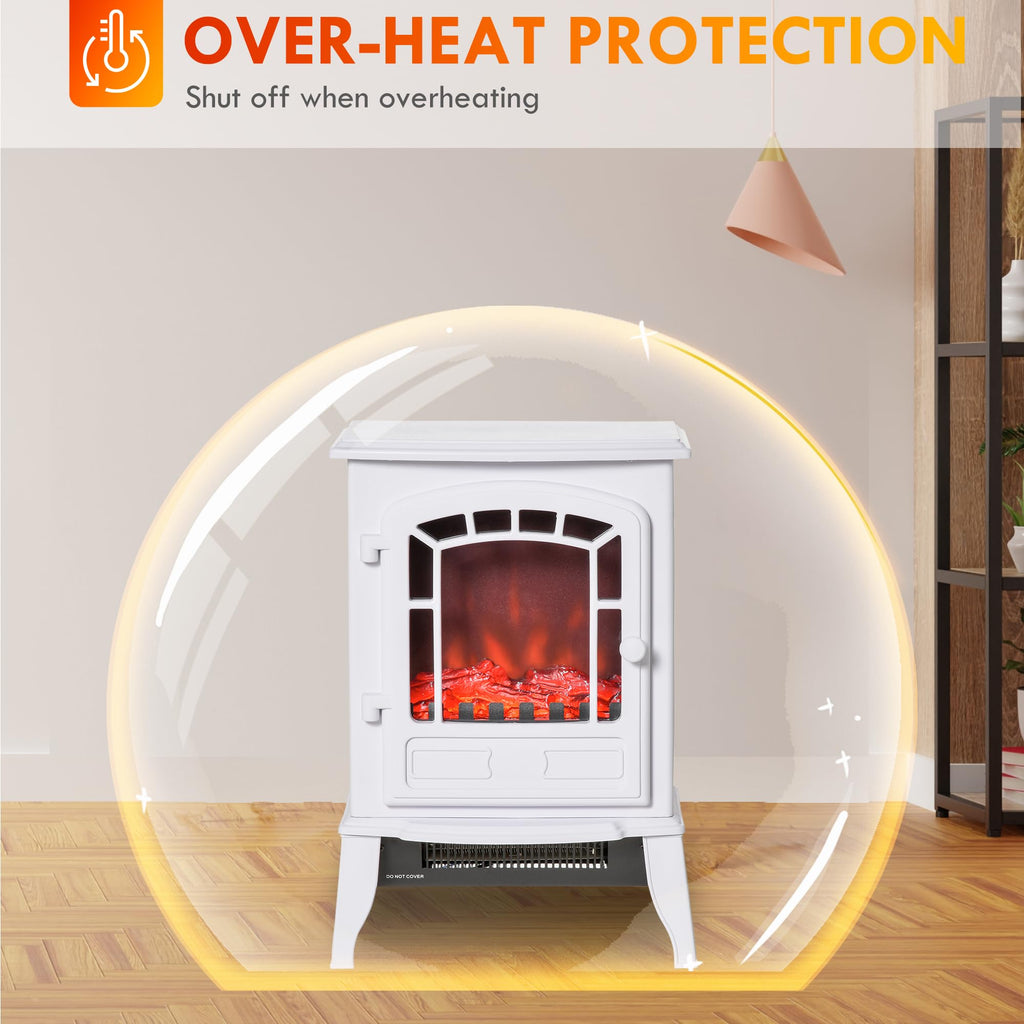 22" Electric Fireplace Stove with Door 750W / 1500W White