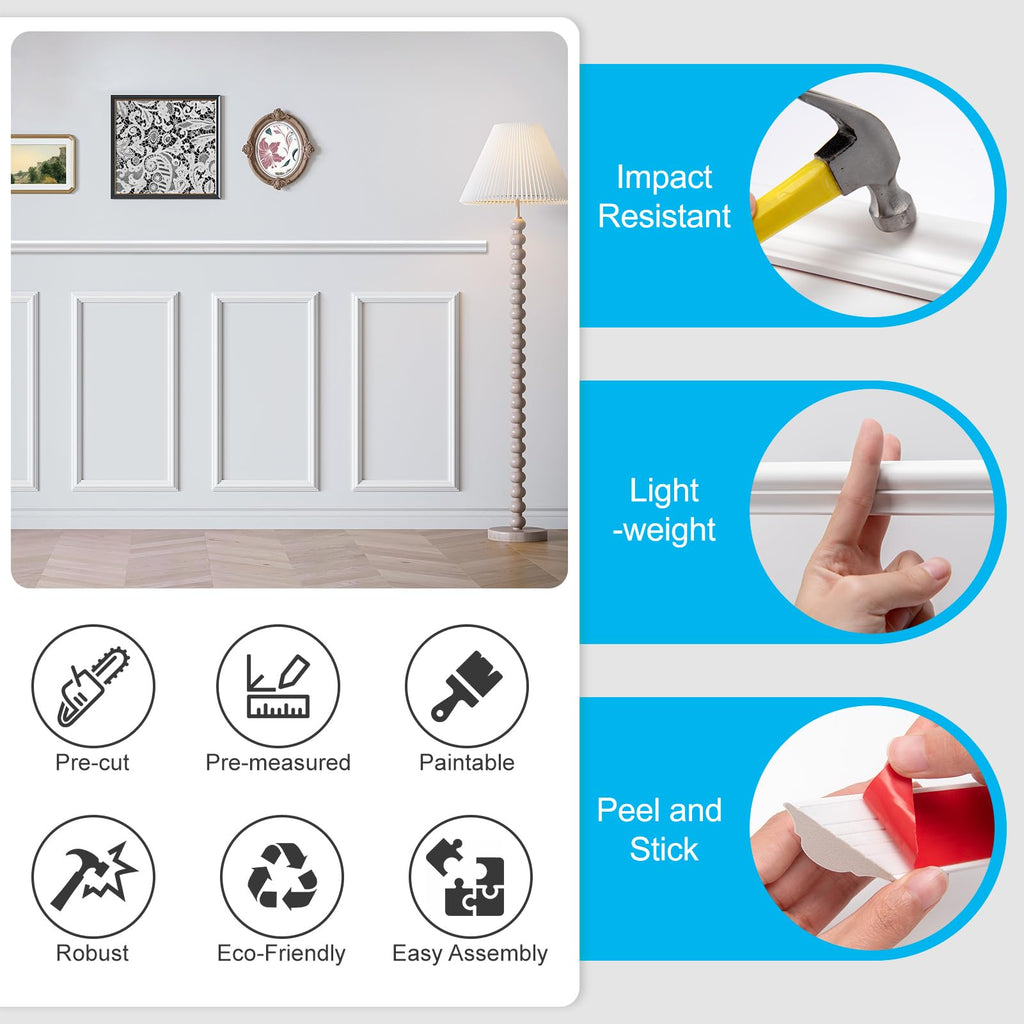 Premade Peel and Stick Molding Trim Kit, 5 Frames Set, 24" x 16"