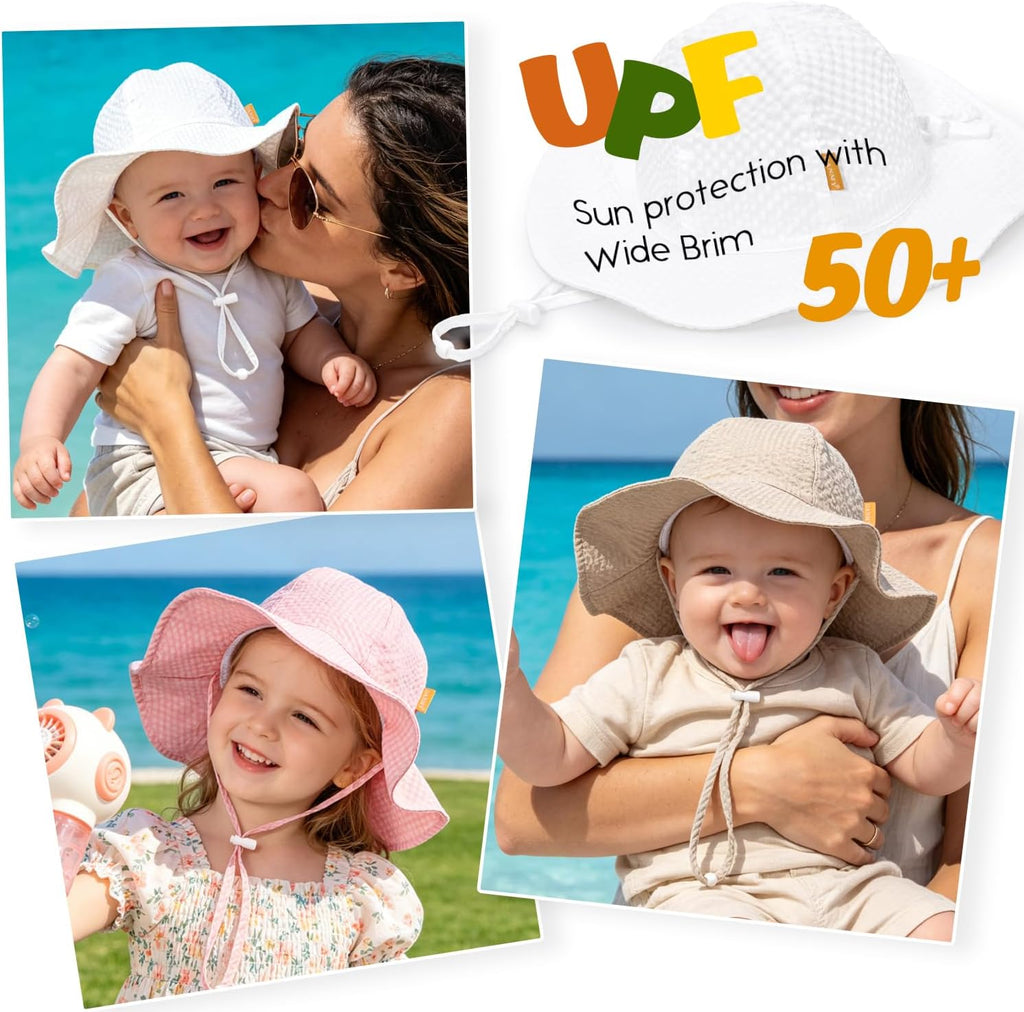 Baby Sun Hat Toddler Boy Girl Adjustable Outdoor Beach Hat Kids Wide Brim
