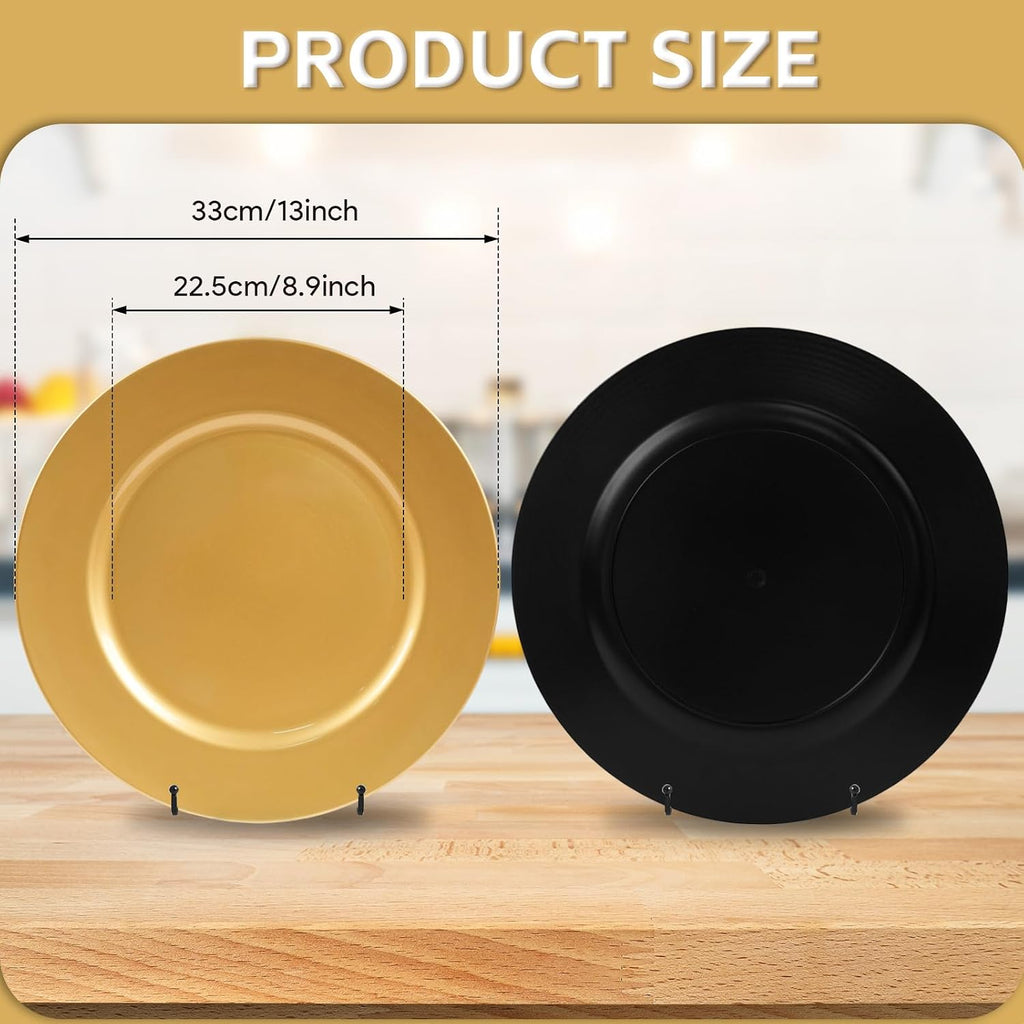 Inch Charger Plates Bulk, Gold Chargers for Dinner Plate, Table Chargers for Table Setting, Wedding - Set of 50