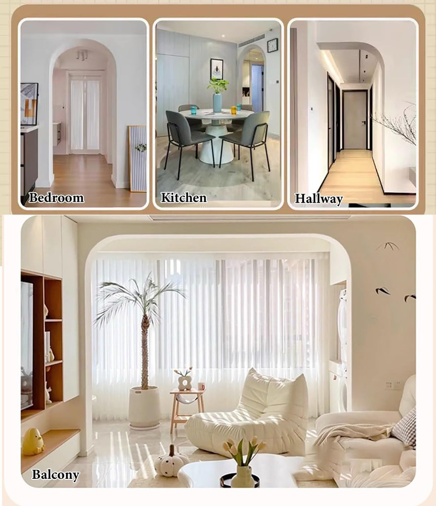 Precurved Arch Way Kit for Door Frame, 2 Pieces Interior Rounded Doorway Arch Kit, Foam Material Curved Opening