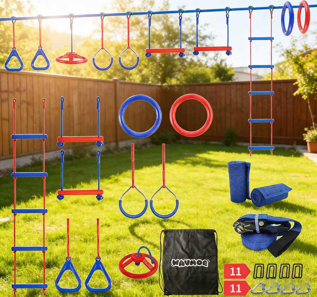 50FT Slackline Kit with 10 Accessories Ninja Warrior Obstacle Course