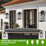 16inch Large Outdoor Wall Lights - 2 Packs Modern Black Exterior Light Fixture with Clear Glass Shade