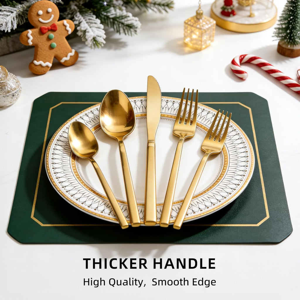 Matte Gold Silverware Set, Stainless Steel Flatware Set, Dishwasher Safe