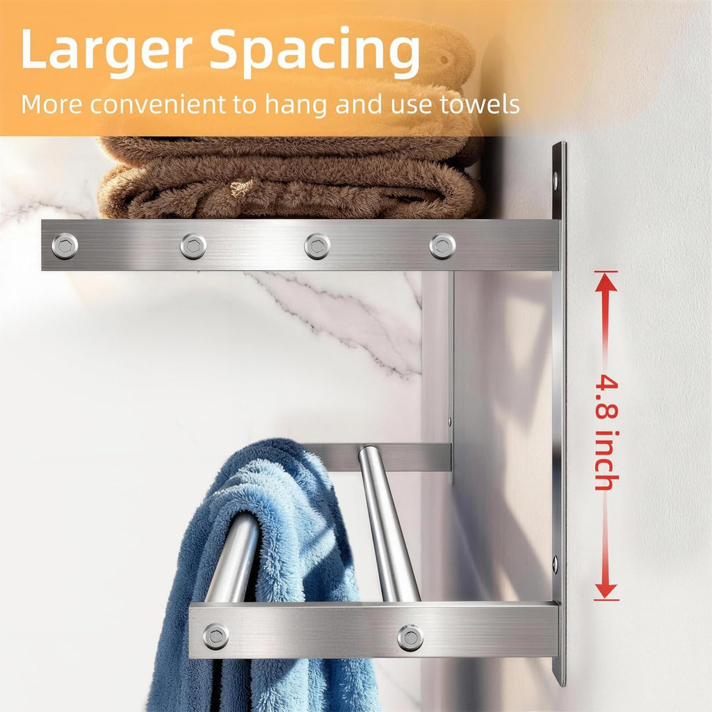 Towel Racks 24 inch, 2 Tier with Towel Bars, Brushed