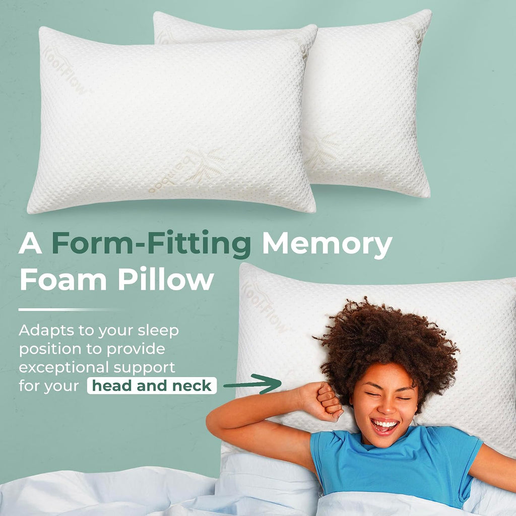 Standard Shredded Memory Foam Pillow for Sleeping - Cooling and Neck, Back, and Shoulder Support - Ideal for Side