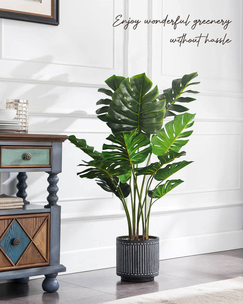 Artificial Monstera Plant 4FT Tall Fake Swiss Cheese Potted Faux Tropical Floor Plants Indoor Decorative House Palm
