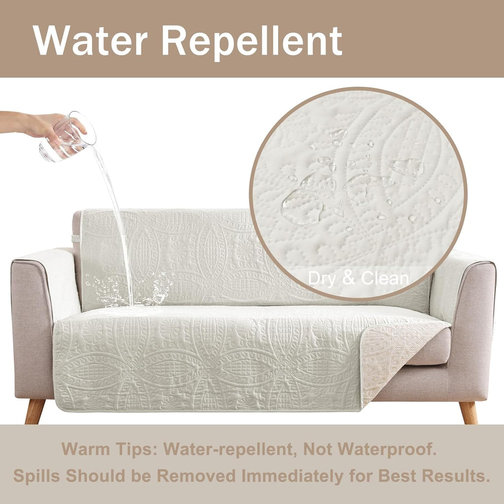Soft Quilted Couch Cover with Pockets for Extra-Large Sofa, Anti-Slip Sofa Covers Washable for 3 Cushion Pet Friendly