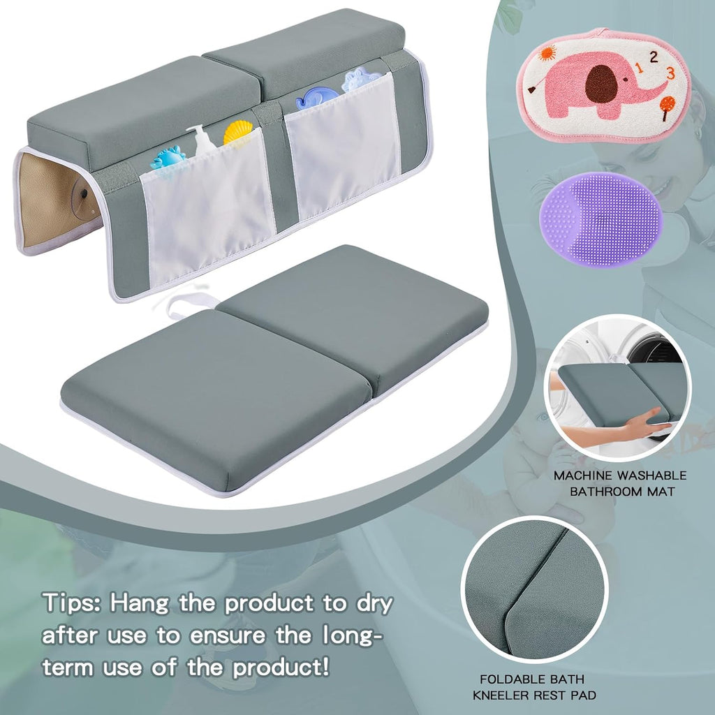 Bath Kneeler and Elbow Rest Pad Set,Bath Kneeling Pad Thick Soft Quick Dry Bathtub Mat for Bathing Time,Baby