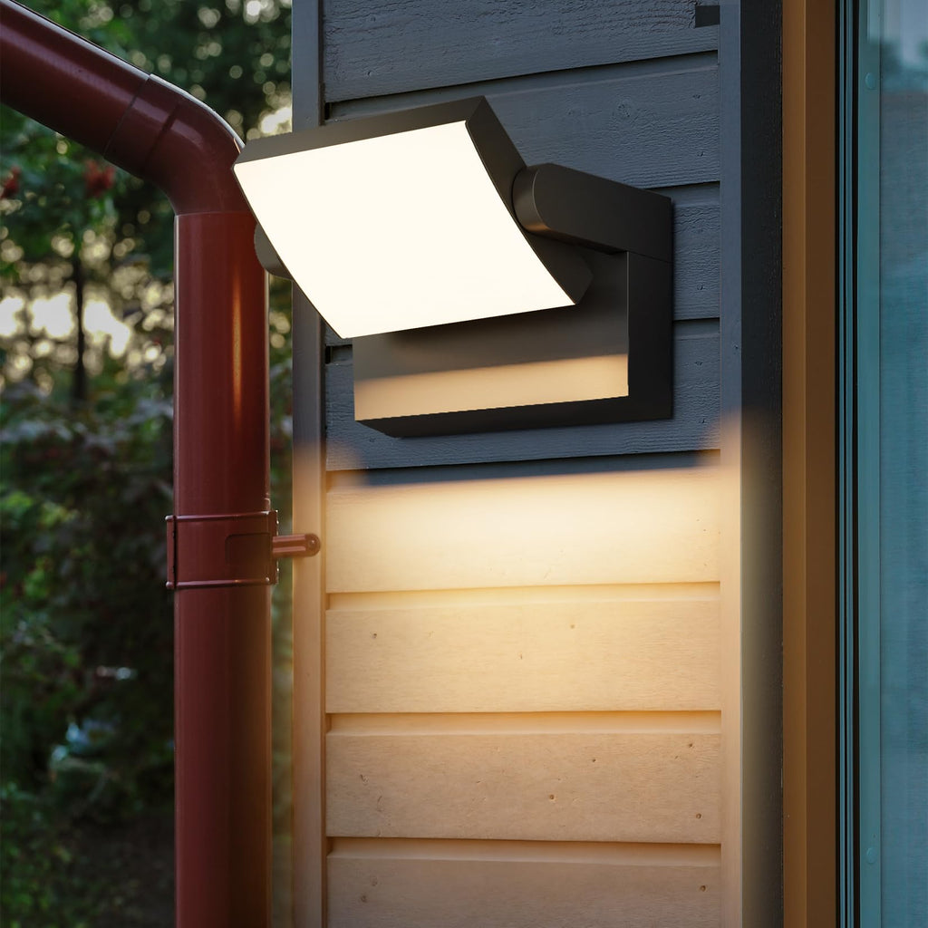 40W Modern LED Outdoor Wall Sconce, Black 3000K Exterior Porch Light