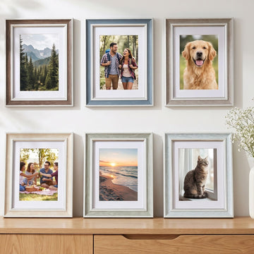 Picture Frame Set of 6, vintage picture frames Rustic Farmhouse Photo Frame, Display with Mat for Decorative on Wall