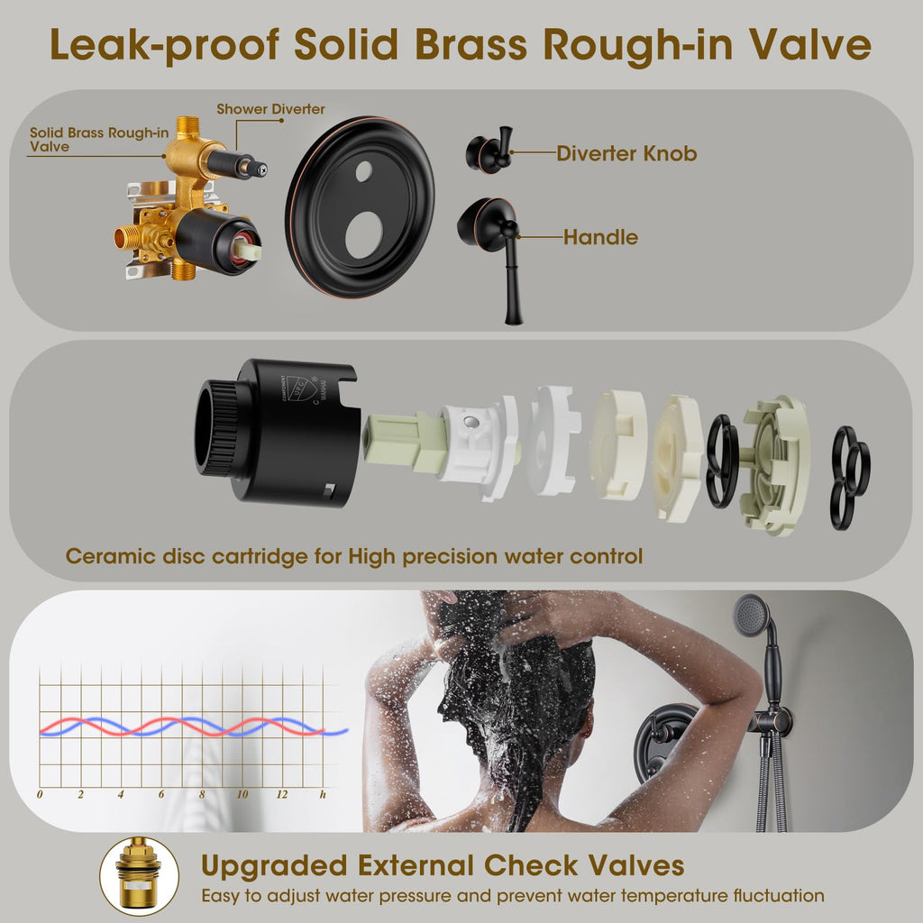 Shower System, 9 Inch Shower Faucet Set with Handheld, Bronze