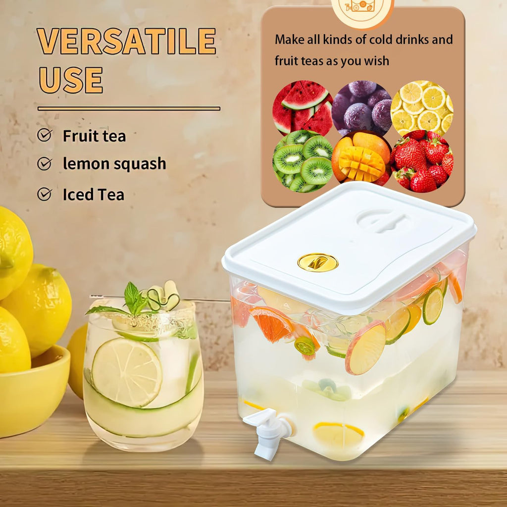 Beverage Drink Dispenser for Fridge, Plastic Beverage Dispenser with Spigot,Juice Container Sealed with Filter