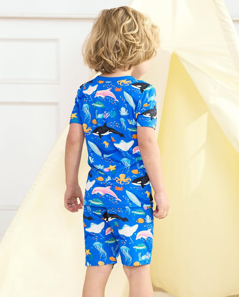 Bamboo Viscose Toddler Boys Pajamas Set, Short Sleeve Kids