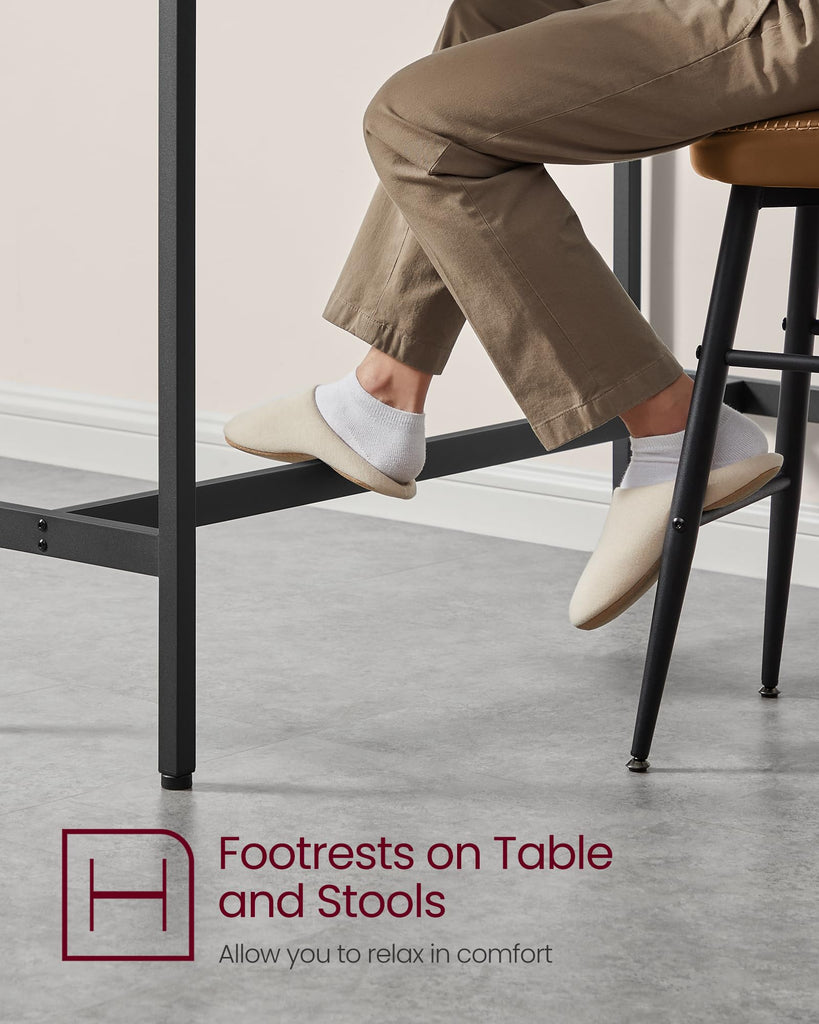 Bar Table, Narrow Long, High Top Pub Table, Steel Frame