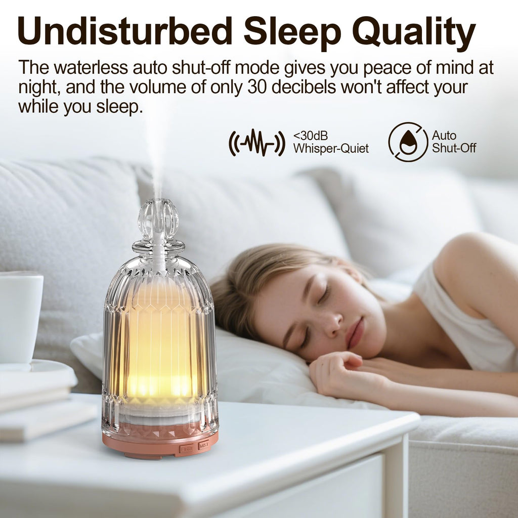 120ml Glass Essential Oil Diffuser, Ultrasonic Aroma Diffuser Glass Cover & Plastic Reservoir with Auto Shut-Off 7