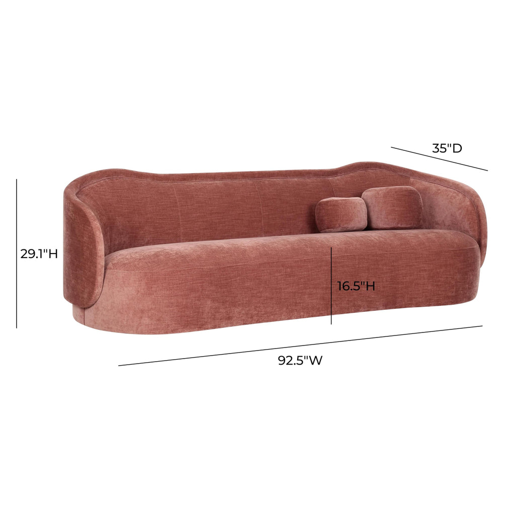 Circe Cream Textured Velvet Sofa (Mauve)