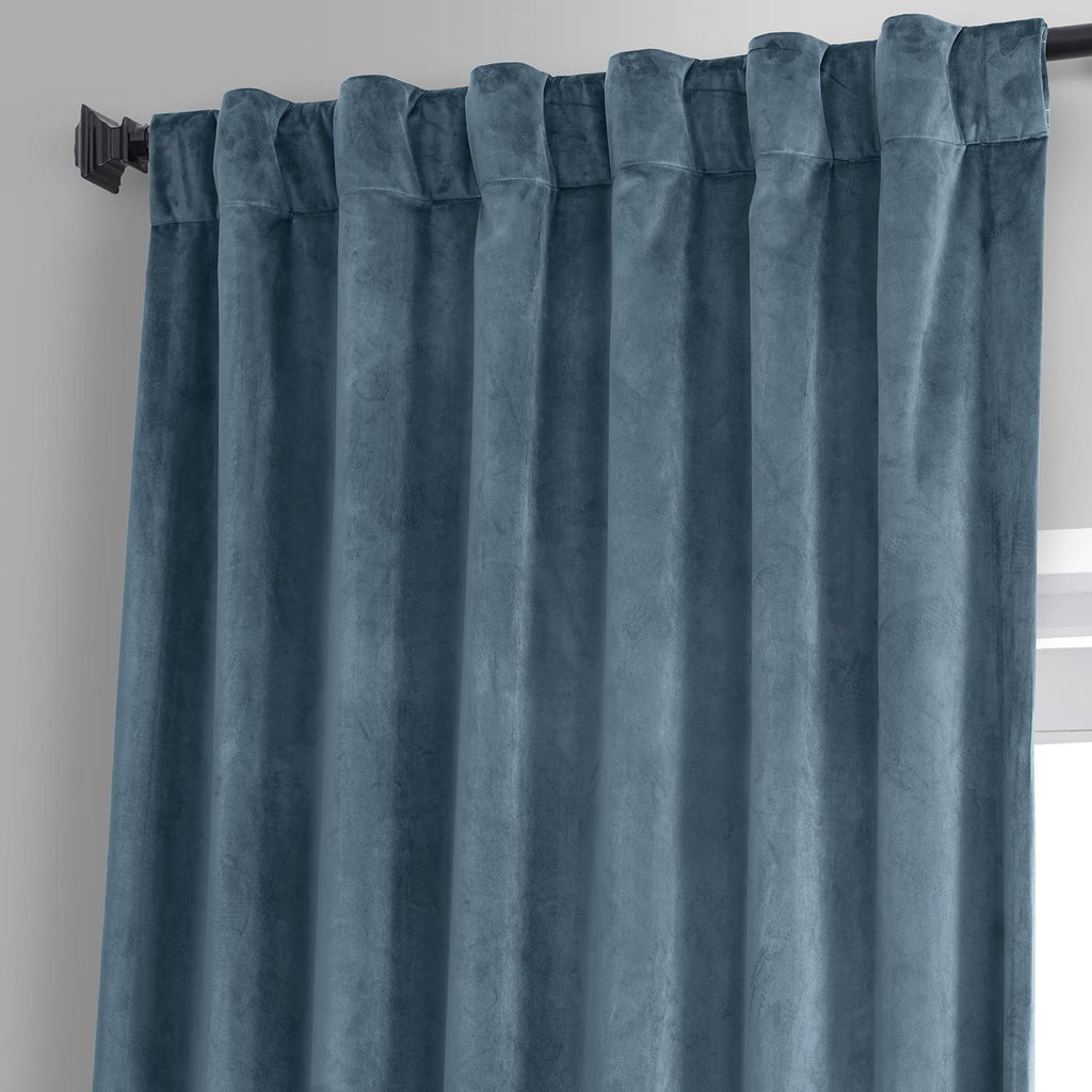 Plush Velvet Blackout Curtains (1 Panel) 50W X 96L, Oxford Blue