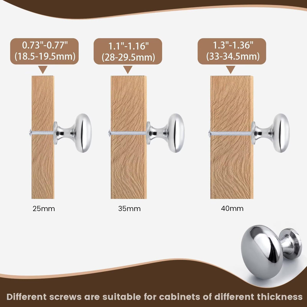 6 Pack Polished Chrome Cabinet Knobs,1-3/16 Inch(29.5mm) Solid Drawer Knobs Kitchen Cabinet Pulls,Round Dresser