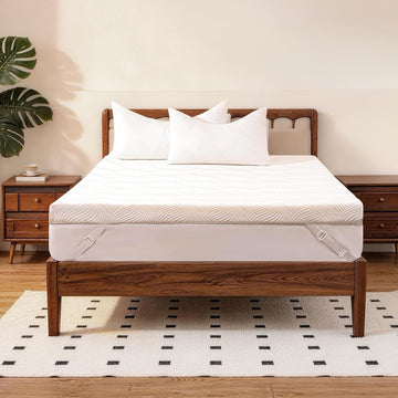 3 Inch Gel Memory Foam Mattress Topper, Dual-Layer Cooling Bed Topper with Bekaert Fabric Cover, Wave-Textured
