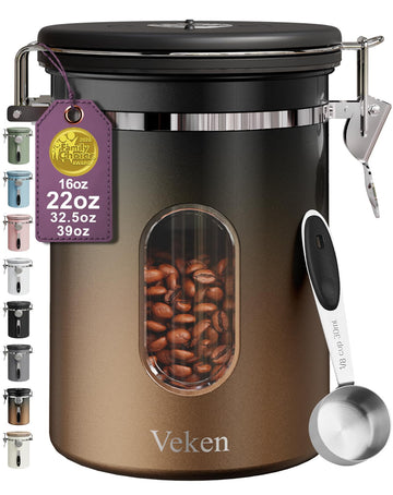Coffee Canister with Window, Airtight Stainless Steel Container, 22OZ