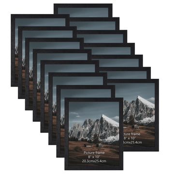 8x10 Picture Frame Set of 15, Black Picture Frames Display 8 by 10 Photo for Wall or Tabletop