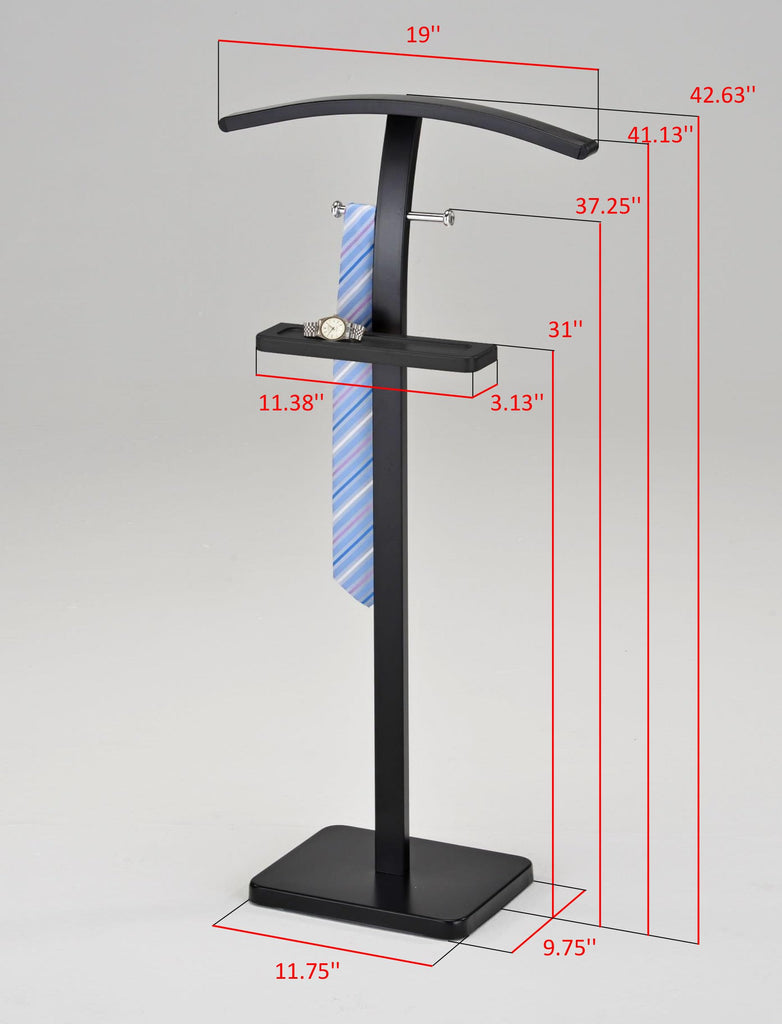 Metal Suit Valet Stand, Clothes Rack, Clothing Organizer, Jacket Hanger (Black)