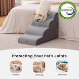 4-Step Dog Stairs for Small Dogs 18.5" H, Curved 4-Step Pet Stairs, Dog Steps for High Bed (18-20 in)