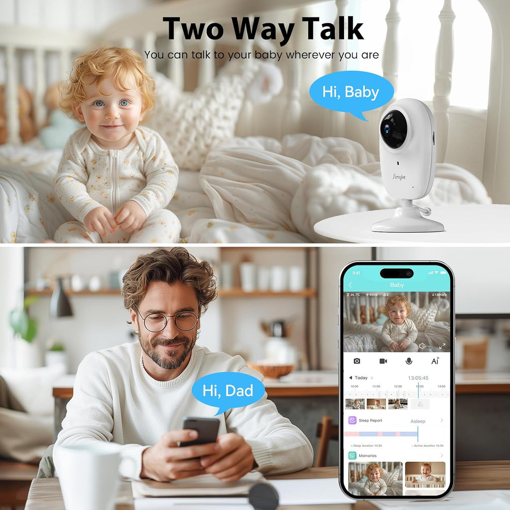Smart Video Baby Monitor,2.8" Display & 1080p Camera,WiFi/No WiFi Modes,Cry Detection, Way Audio