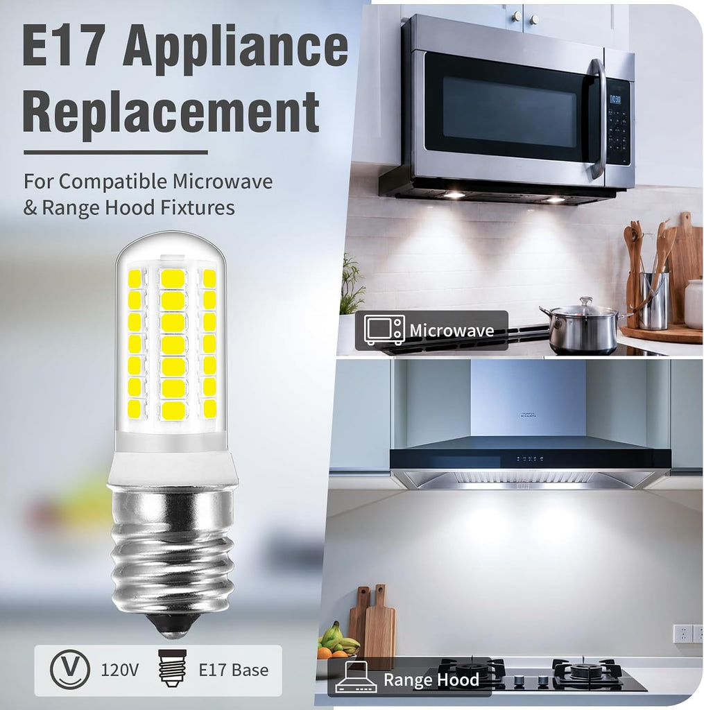 E17 LED Bulb Dimmable 4W 40W Equivalent Microwave Light Bulb, 400LM, 6000K