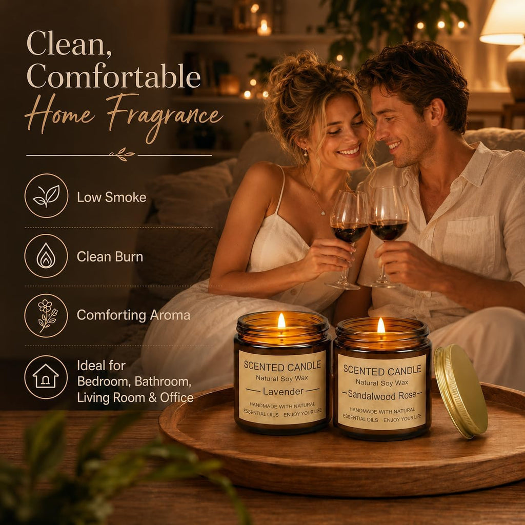 Scented Candles, Natural Soy h Elegant Packaging - Reassuring Gifts for Women and Men, Suitable - Set of 8
