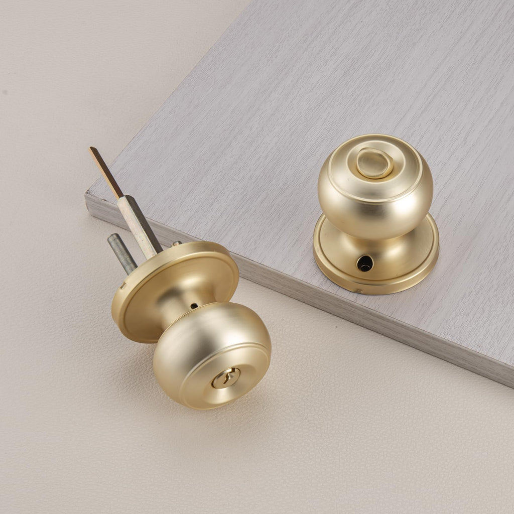 Gold Keyed Entry 3 Pack Keyed Alike Exterior Door Knob with Turn Lock